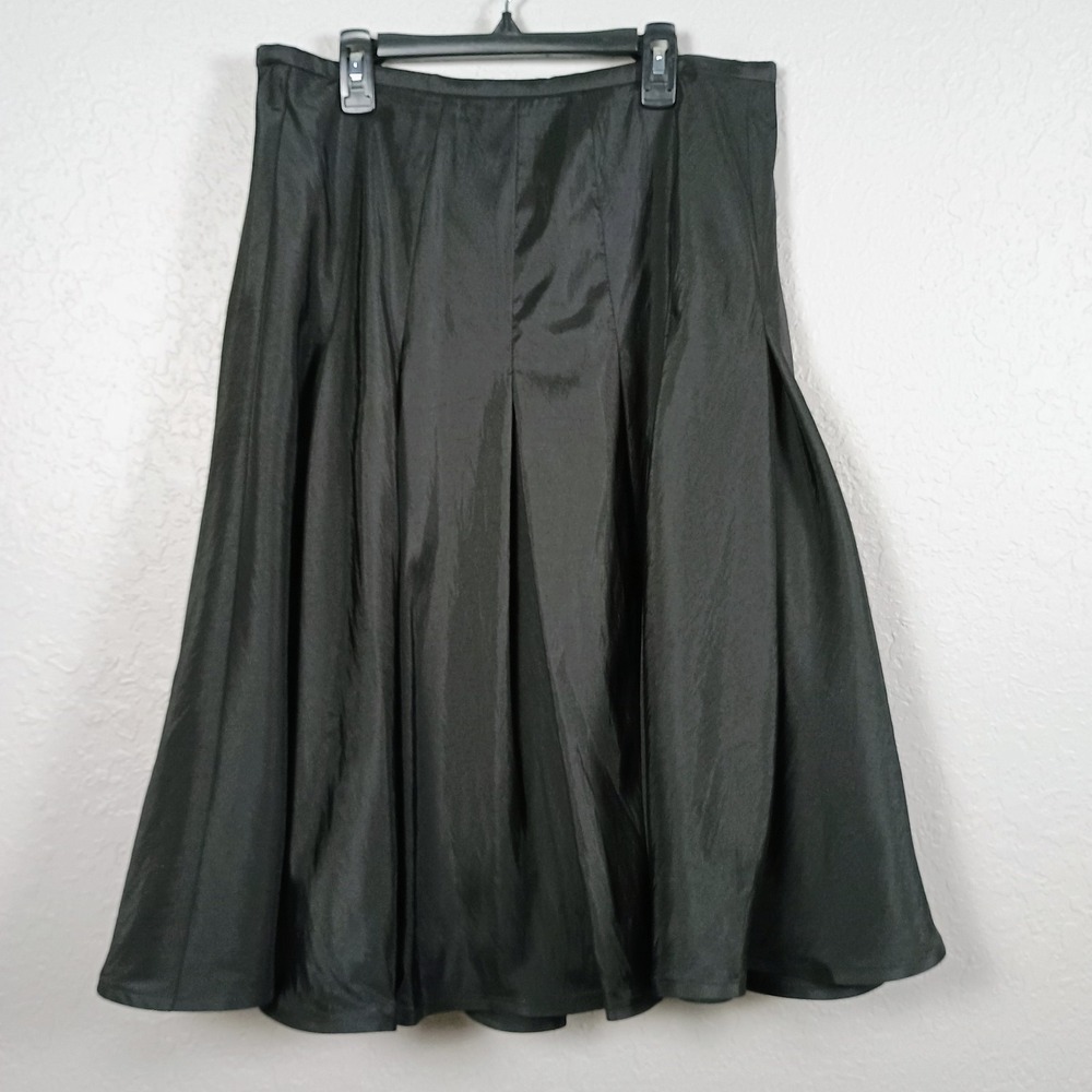 NWT Vintage Y2K J.R. Nites Old Money Black Taffeta Midi Skirt Size 12 Formal
